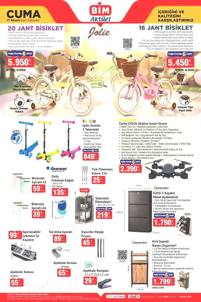 BİM 17 Nisan Cuma Aktüel Ürünler Kataloğu Satışa Çıktı! BİM'de Bu Cuma Bisiklet, Ankastre Set, Ayakkabılık, Kahve Makinesi Var - Resim : 4