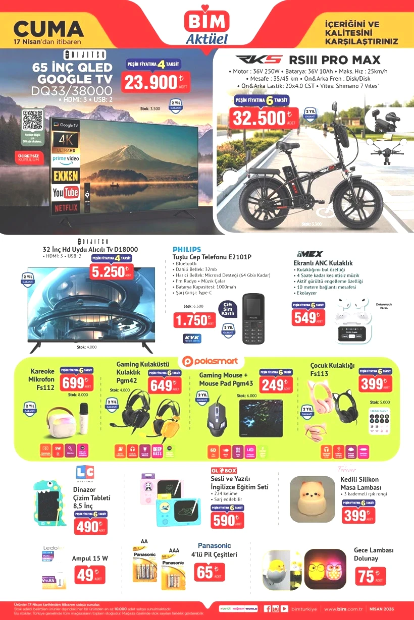 BİM 17 Nisan Cuma Aktüel Ürünler Kataloğu Satışa Çıktı! BİM'de Bu Cuma Bisiklet, Ankastre Set, Ayakkabılık, Kahve Makinesi Var - Resim : 1
