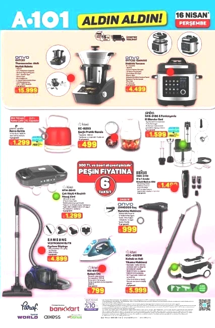 İNDİRİM A101 AKTÜEL KATALOG 16 NİSAN PERŞEMBE YENİ ÜRÜNLER: A101 Aldın Aldında bu hafta hangi ürünler var TV Box Medya Oynatıcı, Akıllı mutfak robotu, Yüksek basınçlı yıkama makinesi, Piyano, 23 Nisan ürünleri...