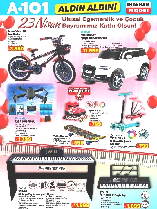 SATIŞTA A101 ALDIN ALDIN AFİŞİ BU HAFTA 16 NİSAN 2026 || A101 aktüel kataloğu Perşembe indirimleri neler, hangi ürünler var Yeni A101 broşürü ile drone, akülü araba, scooter, ışıklı paten, kamp sandalyesi, piyano geliyor...